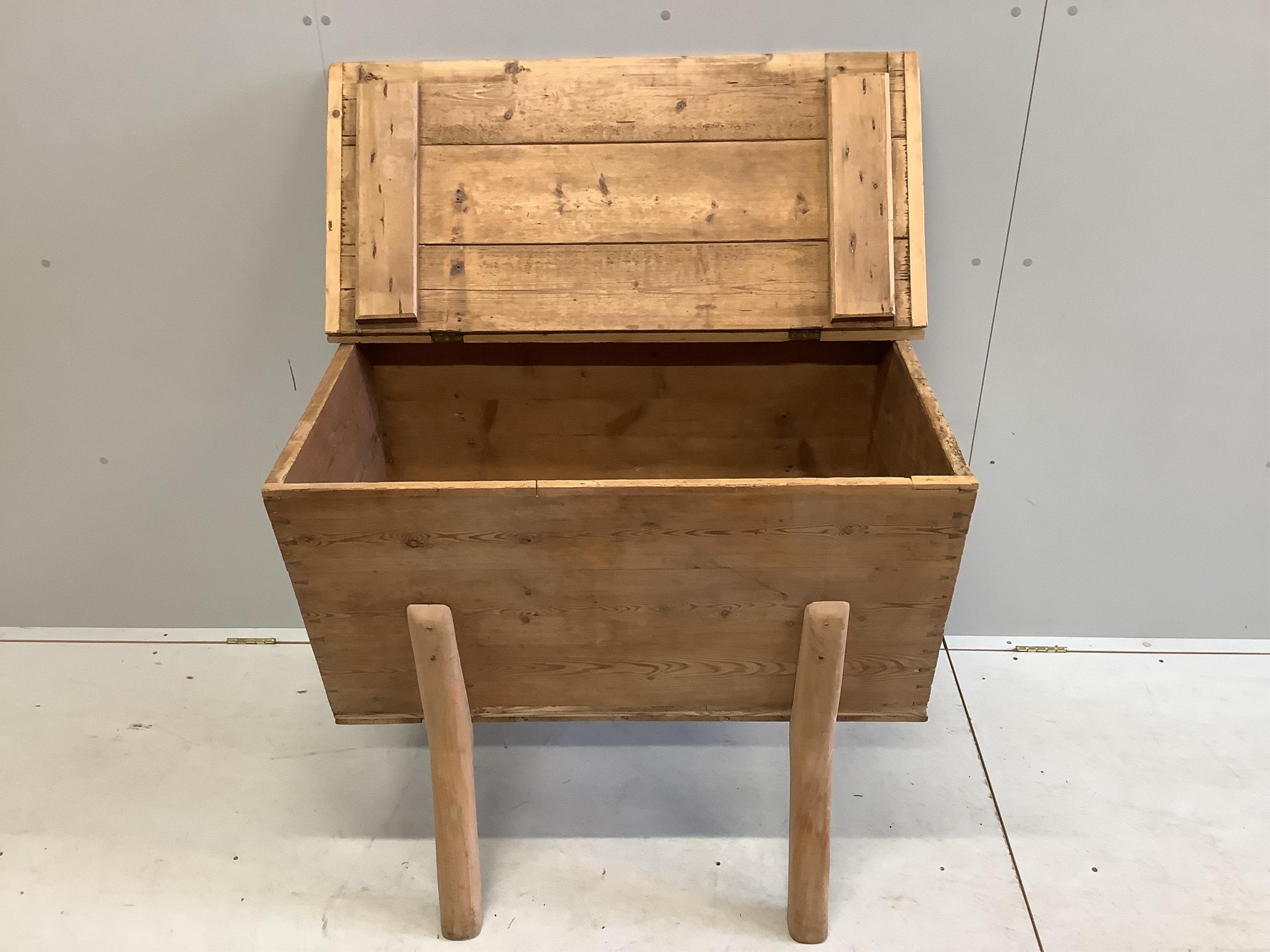 A 19th century pine dough bin, width 100cm, depth 60cm, height 88cm. Condition - fair